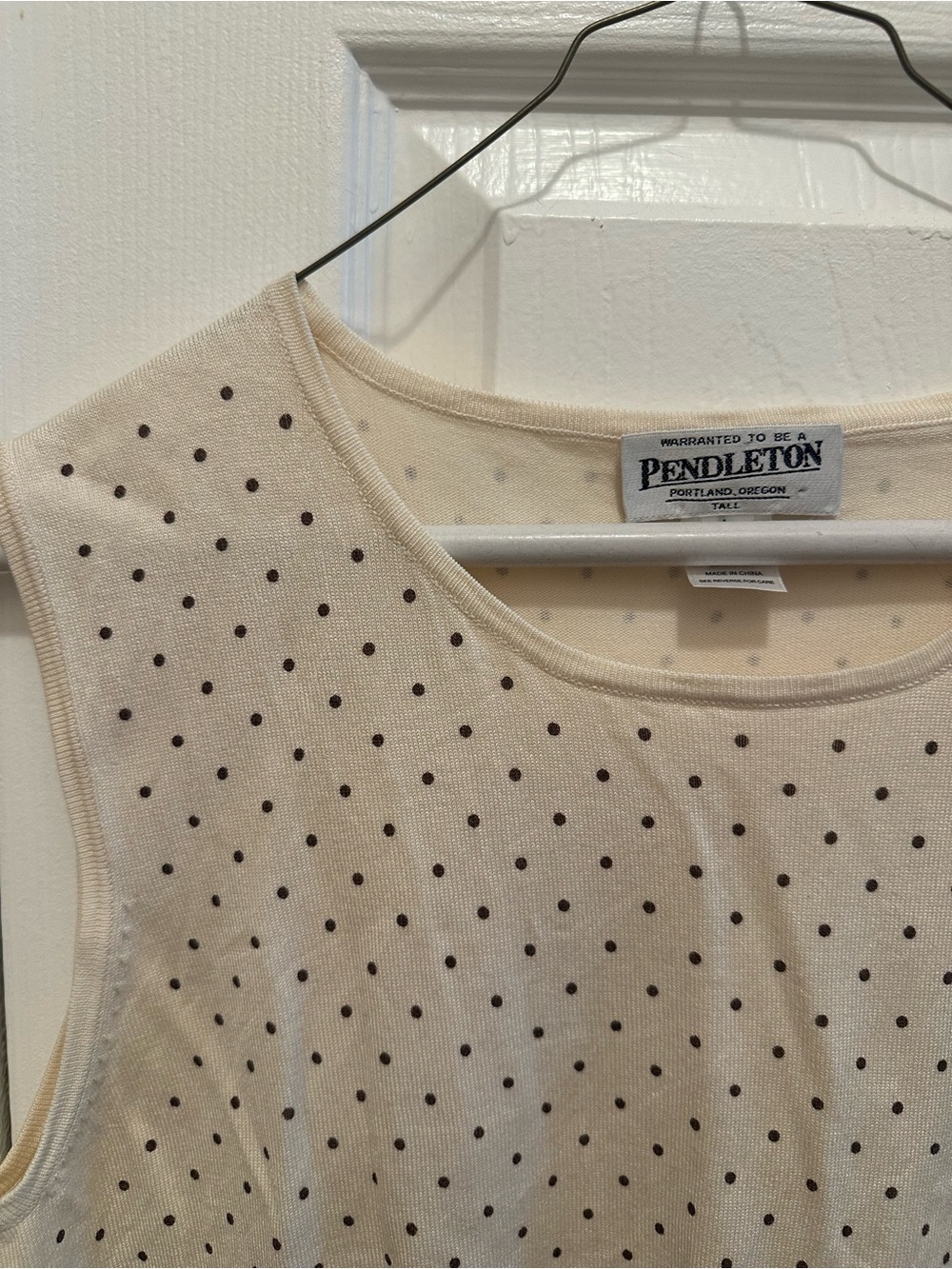 Pendleton Cream Polka-Dot Sleeveless Knit Tank - Picture 2 of 2